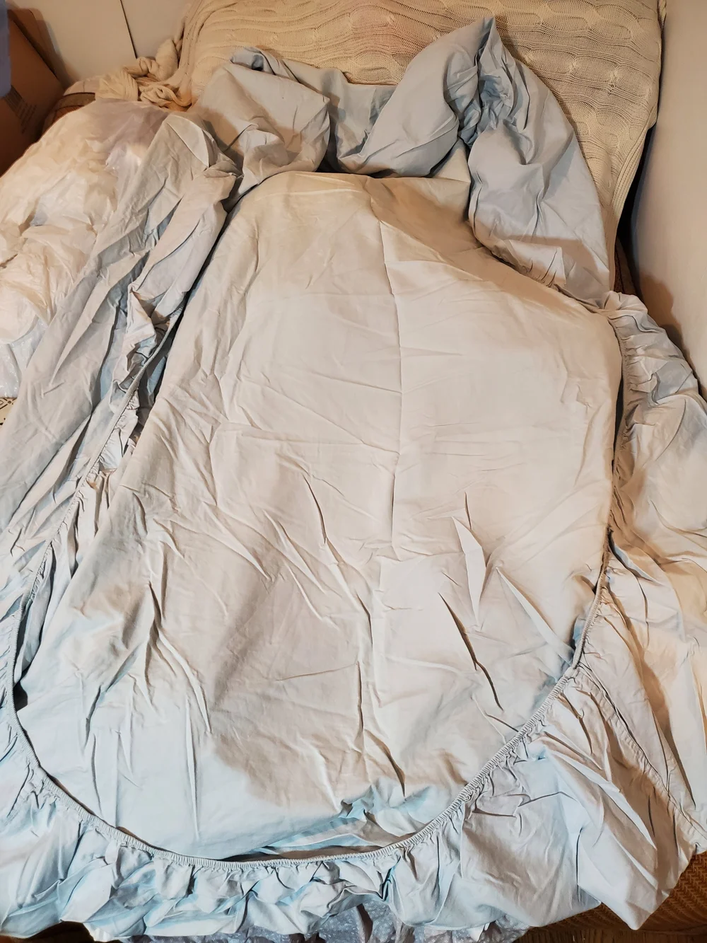 Hudson Park Full Size White Cotton Bedding Lot - 4 Mattress Covers, 1 Sheet, 7 P
